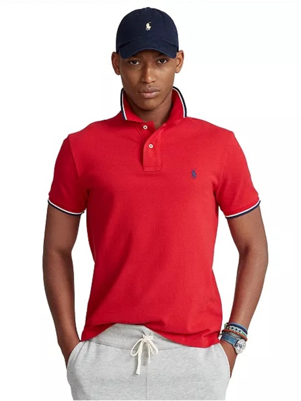 Polo by Ralph Lauren Red Polo with Navy Contrast Tipping
